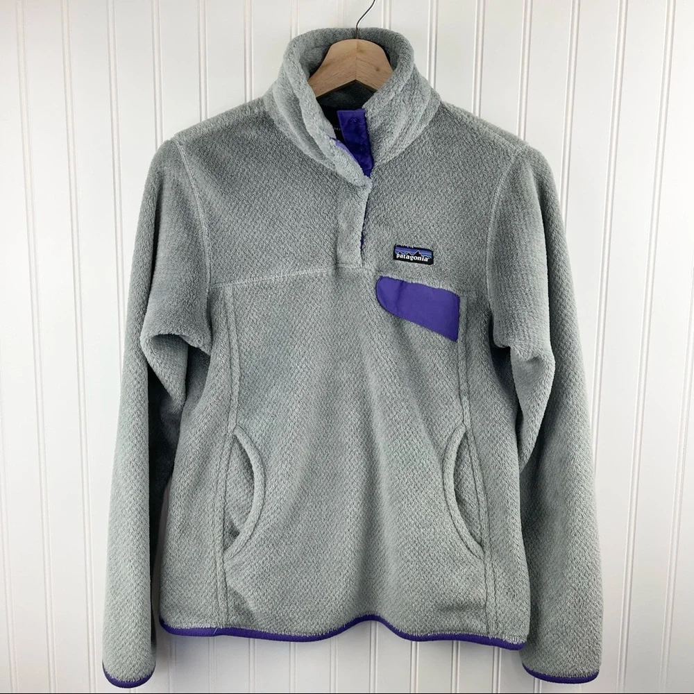 Patagonia Retool Snap-T Fleece Pullover Gray Purple Size Small - Picture 2 of 9